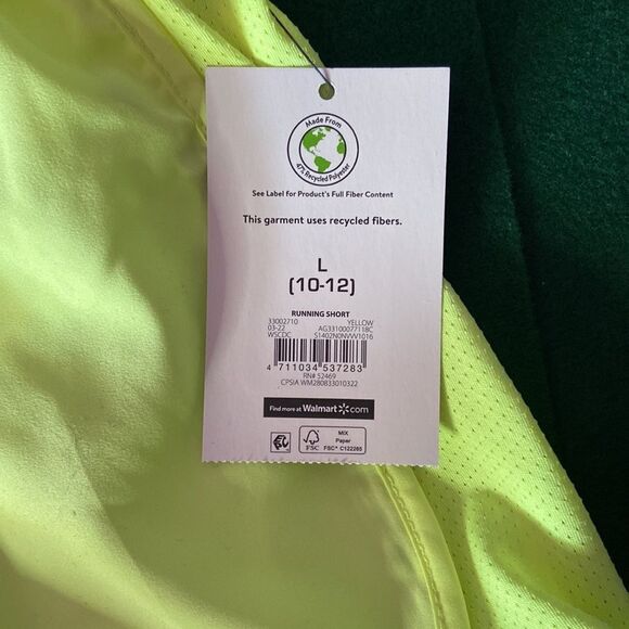 Athlete Works Yellow Elastic Waist Athletic Shorts Size Large L - Picture 2 of 3